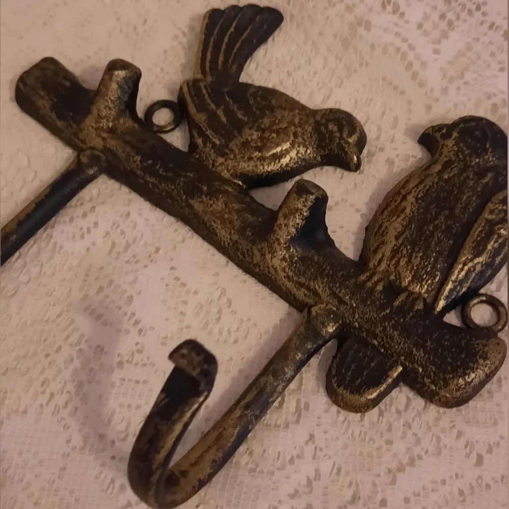 Iron Key Ring Birds On Branch 2 Hooks - Picture 2 of 4